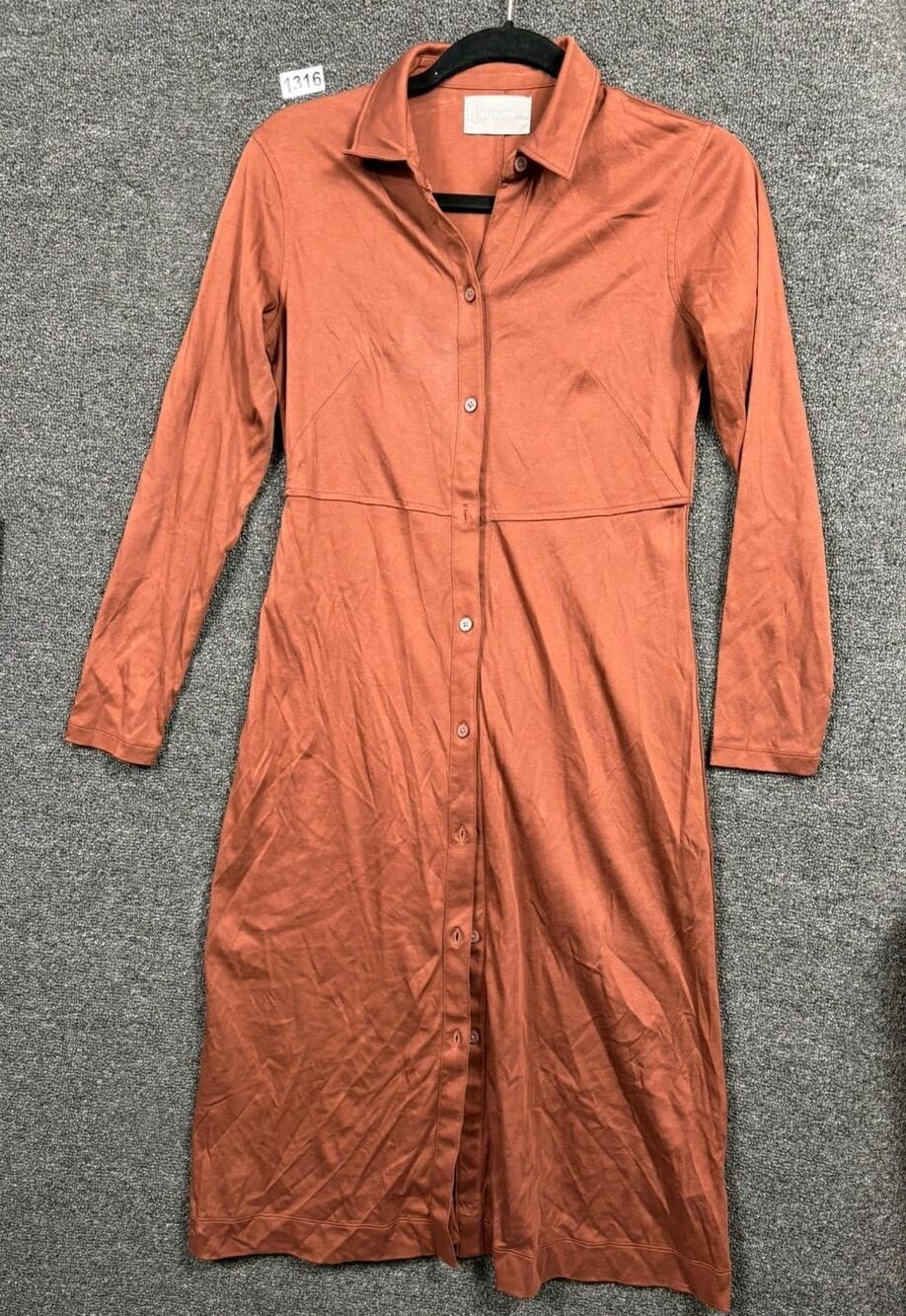 Everlane The Luxe Cotton Shirtdress Womens XS Brown Button Down Knee Length